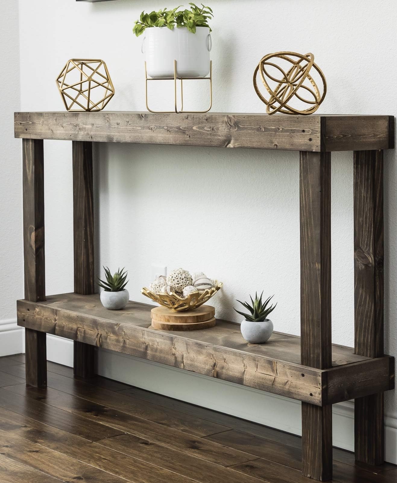 Rustic Luxe Large Wooden Sofa Table by Del Hutson Designs (Dark Walnut)
