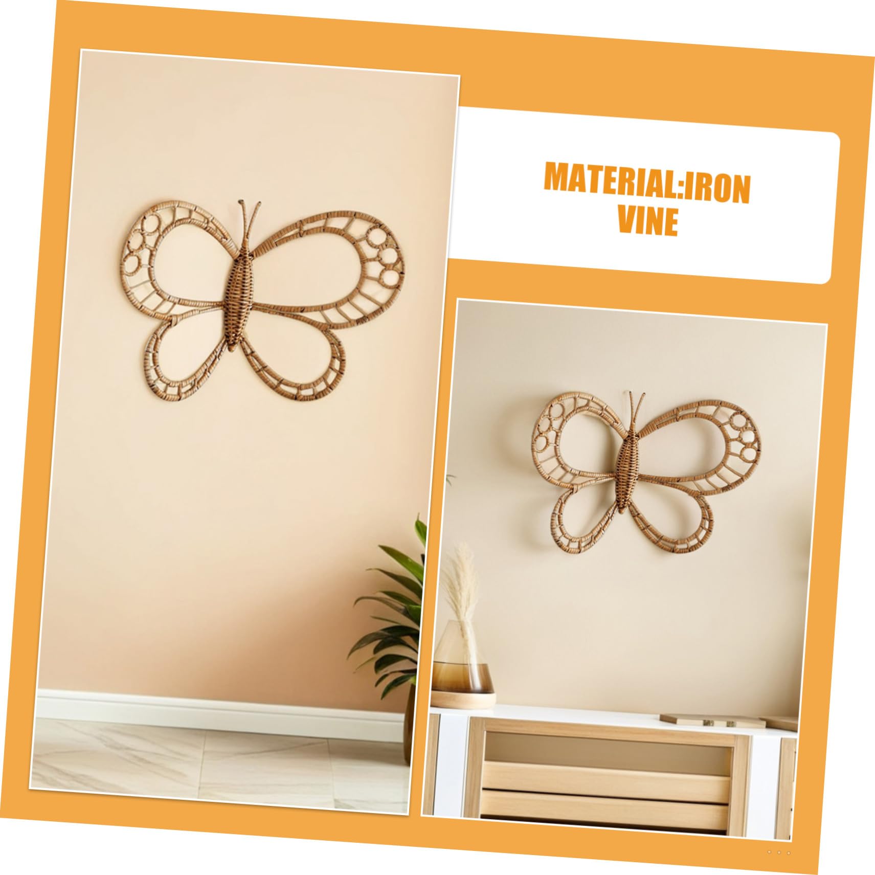 BESTYASH Decoración de Pared Forma de Ratán Estilo Bohemio Colgante de Pared de Mimbre para Habitación Infantil Guardería Sala de Estar