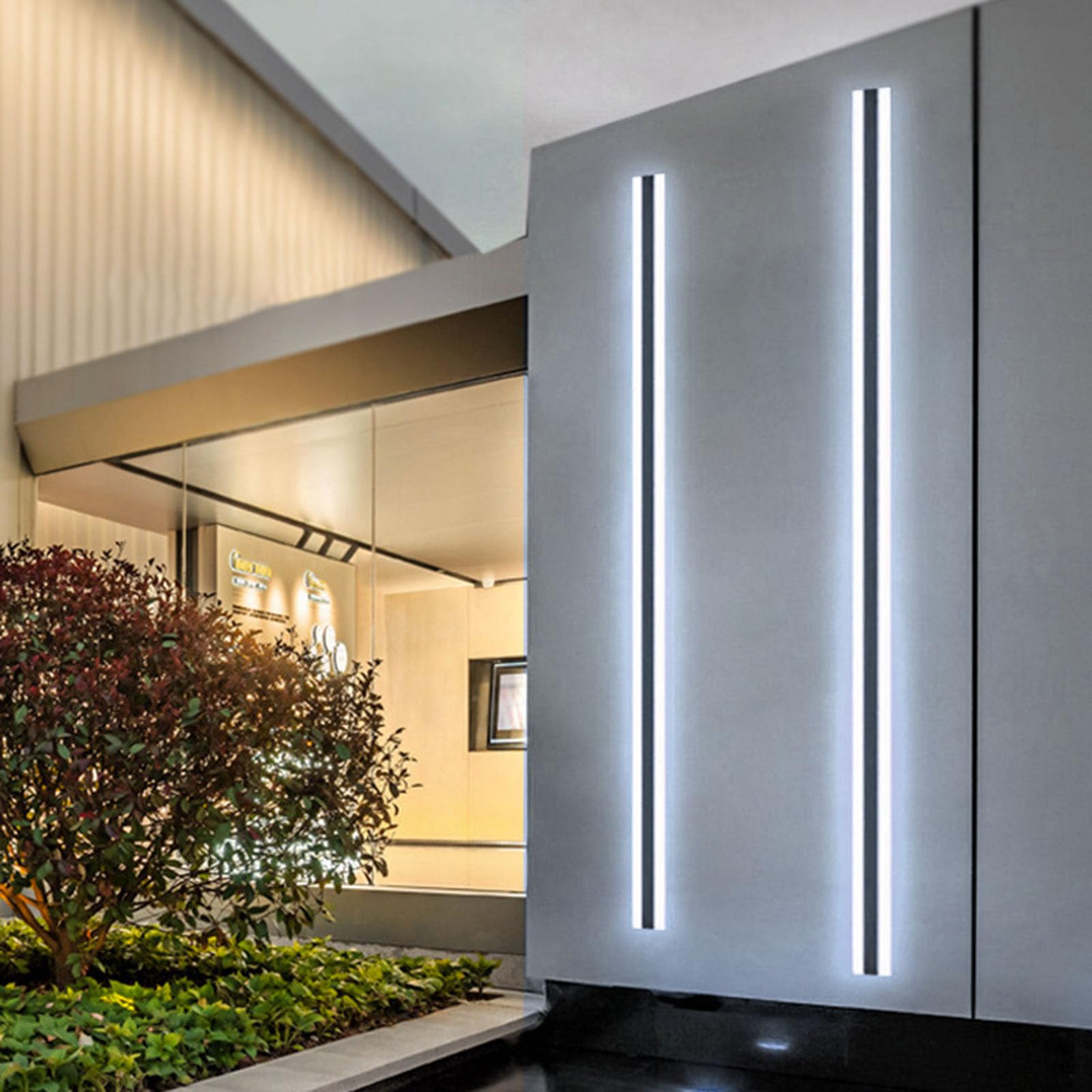 HELCEKOU Outdoor Solar Powered Wall Light - IP65 Waterproof LED Sconce, Modern Black Aluminum Fixture, Rectangle Design, 3000K/4000K/6000K for Porch, Aisle, Doorway (60cm)