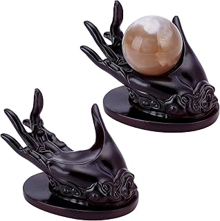 2set Hand Shape Crystal Ball Stand Sphere Display Crystal Ball Holder for 30-60mm Balls Resin Gazing Jewelry Stand Mannequin Hand Shaped Base Home Bookshelf Office Desk Decor