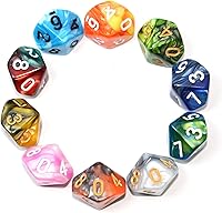 Vista 5 de SmartDealsPro Paquete de 10 dados poliédricos multicolor D4 D6 D8 D10 D12 para juegos de mesa Dungeons and Dragons DND RPG MTG (doble color, D4)