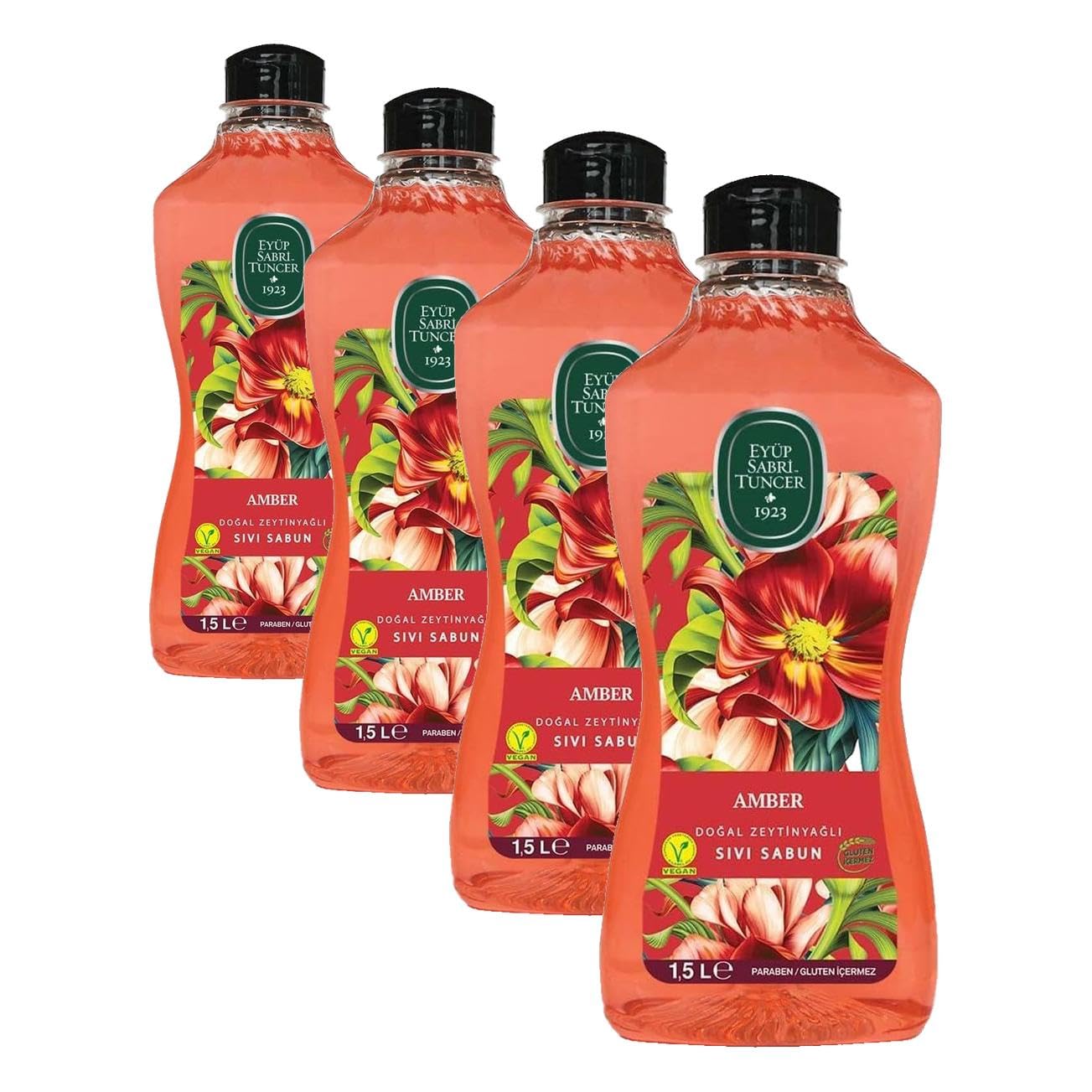 Eyüp Sabri Tuncer Doğal Zeytinyağlı Sıvı Sabun Amber 1,5 L Pet Şişe (1 x 1500 ml) (4 paketi)