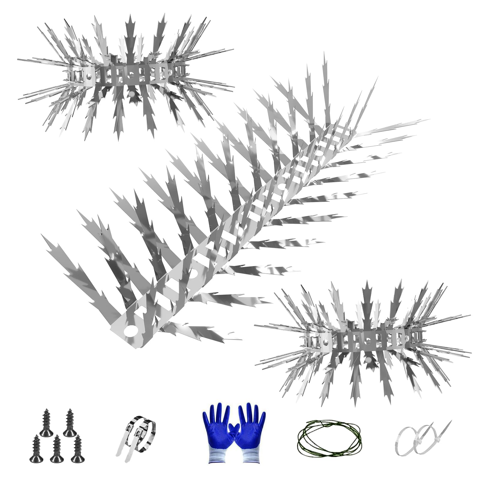Marderabwehr, SuperAbound Taubenabwehr Spikes, Vogelabwehr, Waschbär Abwehr Marderschutz Fallrohre für Garten, Balkon, Dachboden, Baumschutz, Dachrinnen - 1,2M Edelstahl Ahornblattförmige 5CM Spikes