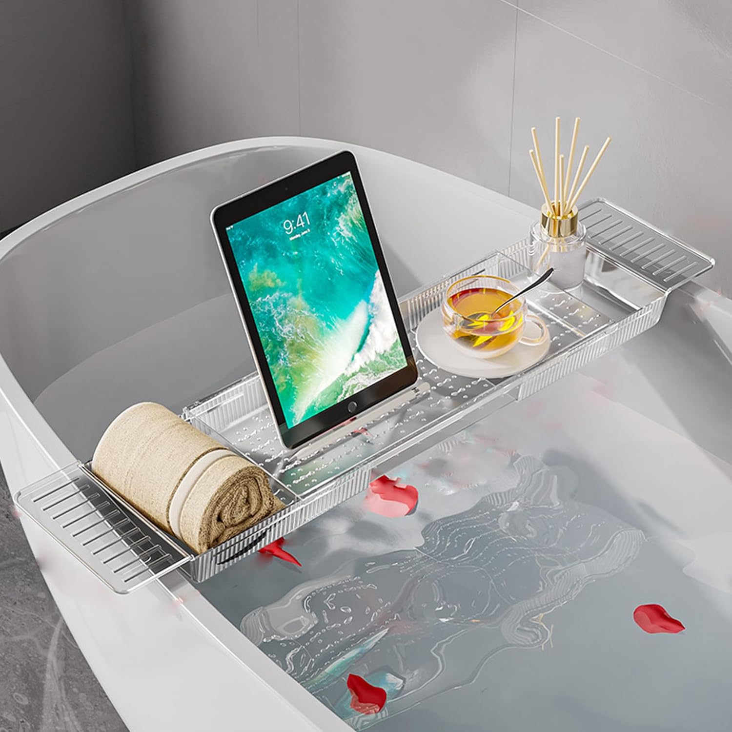 Bathtub Tray Table, Adjustable Bath Tray for Tub, Bath