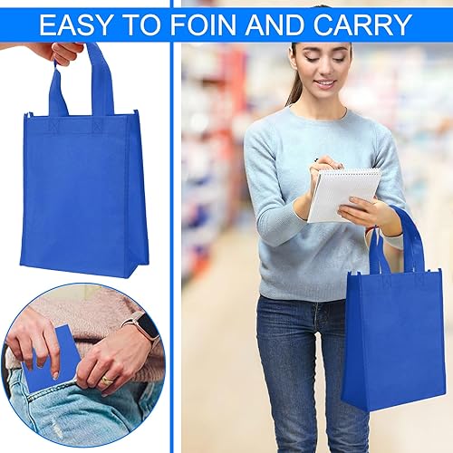 Miniatura 10 de Jexine 100 bolsas no tejidas, bolsas de regalo reutilizables con asas, bolsas de compras, bolsas de comestibles, bolsas de golosinas para fiestas,