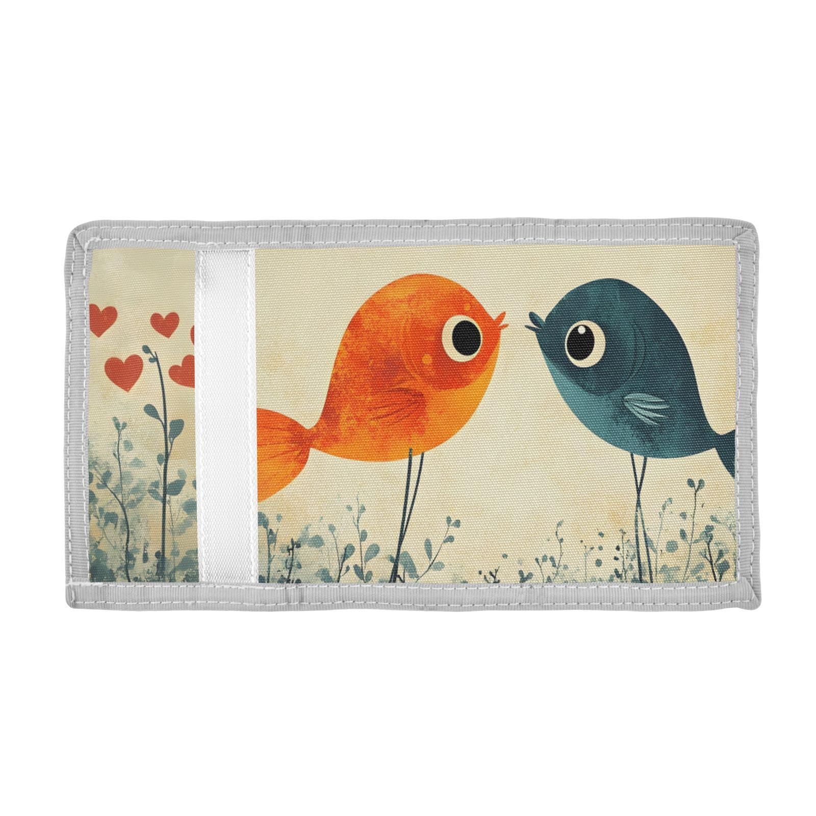 FOLIOSA Kids Wallet for Boys Girls Fish Bird Print Youth Wallet with Zipper Pocket Card Holders, Novelty Wallet 4.9×2.9 in