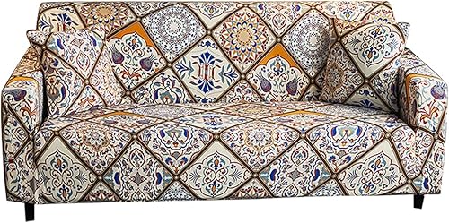 Miniatura 8 de Funda de sofá estampada, funda elástica para sillón, juego de fundas de sofá con patrones para sillón acojinado de 3 plazas (SX, 3 plazas/grande de