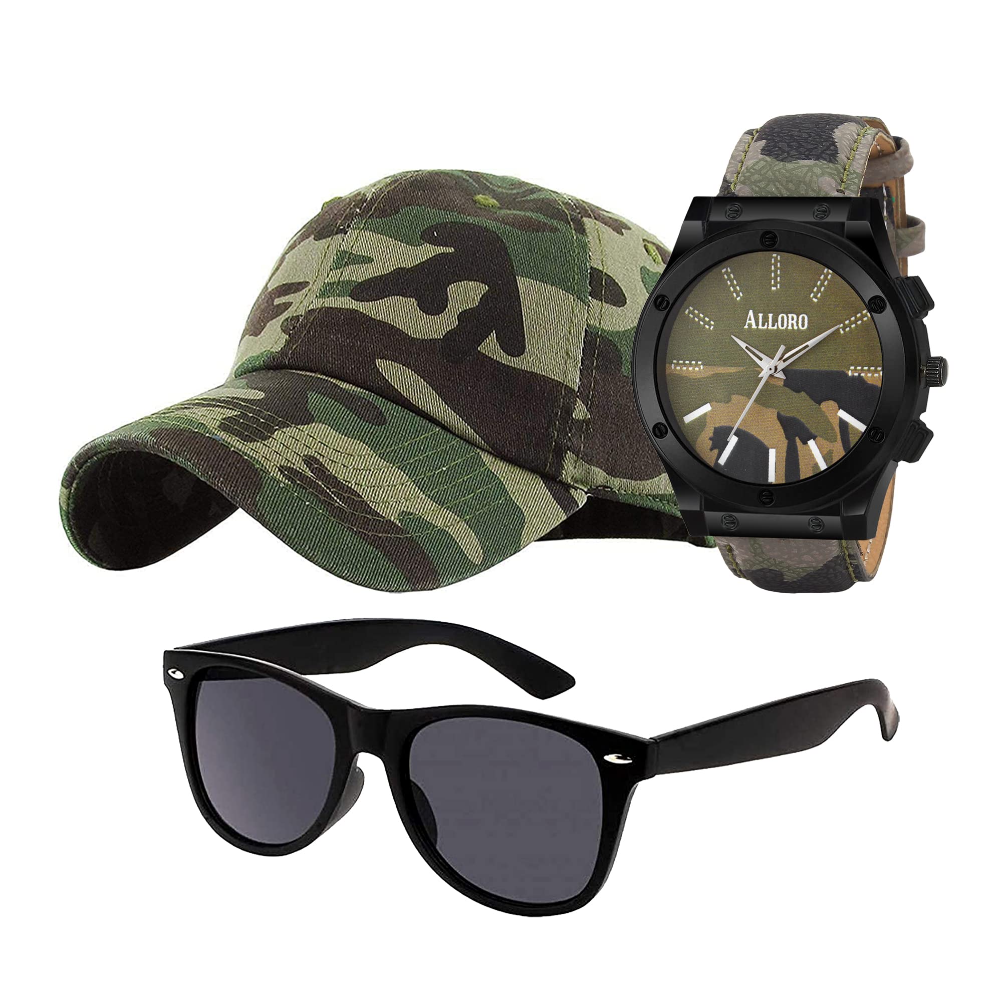 ALLORO Analog Army Mens Wrist Watch with Army Cap & Sunglasses Combo (B09YCTY2VK) Amazon Price History, Amazon Price Tracker