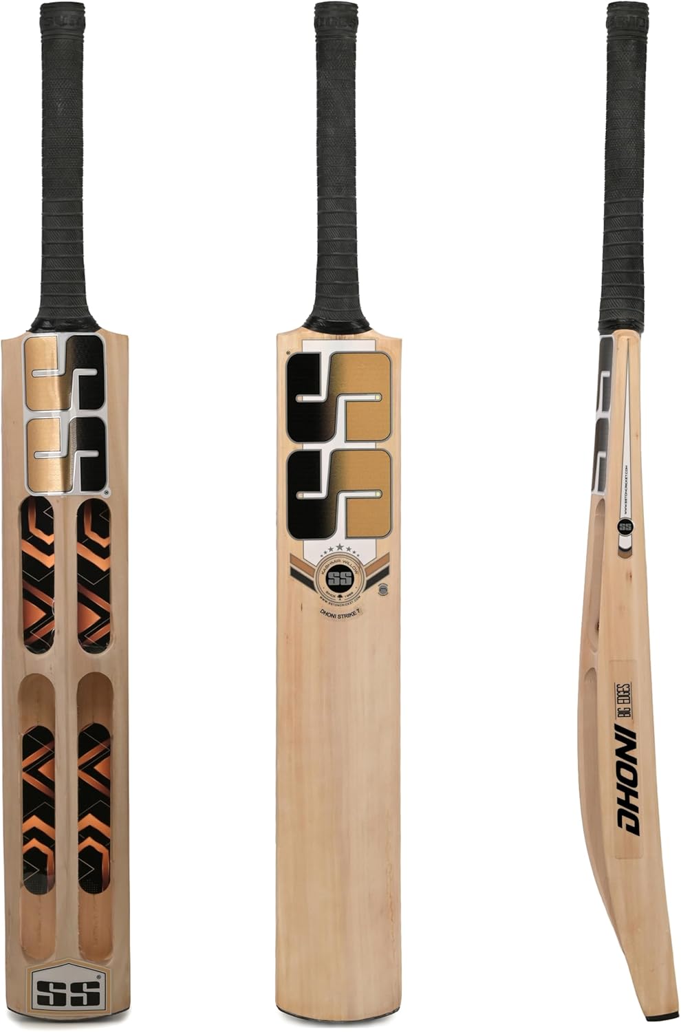 SS Premium DHONI Strike 7 Cricket Kashmir Willow Leather Ball Cricket bat ' Adult Size - Short Handle (Bat Cover Included)