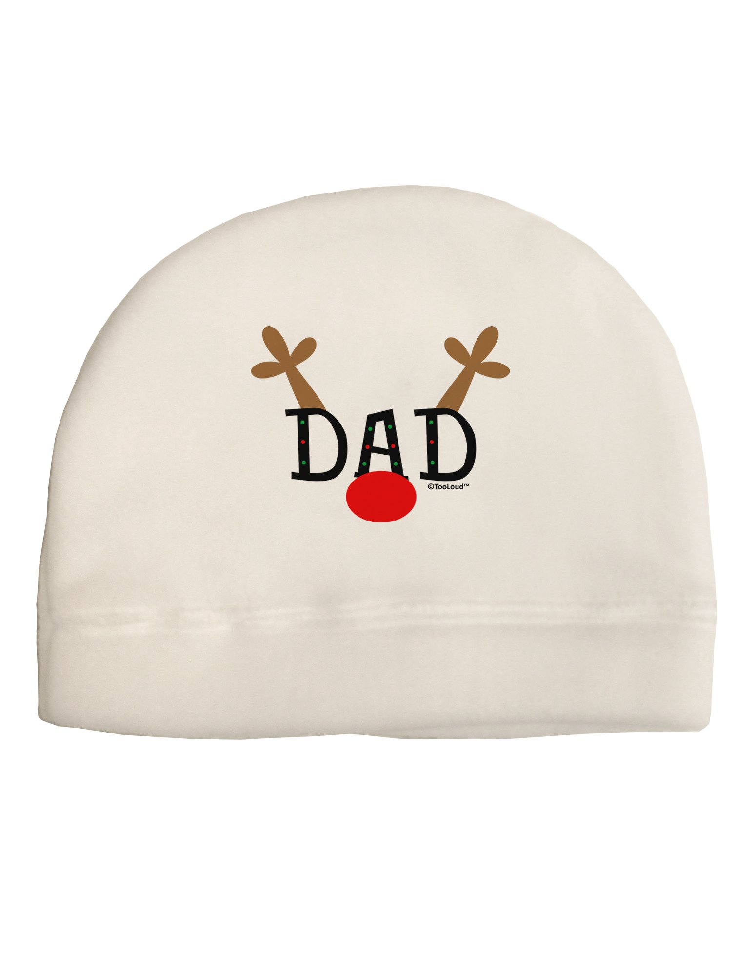 TOOLOUD Matching Family Christmas Design - Reindeer - Dad Child Fleece Beanie Cap Hat White
