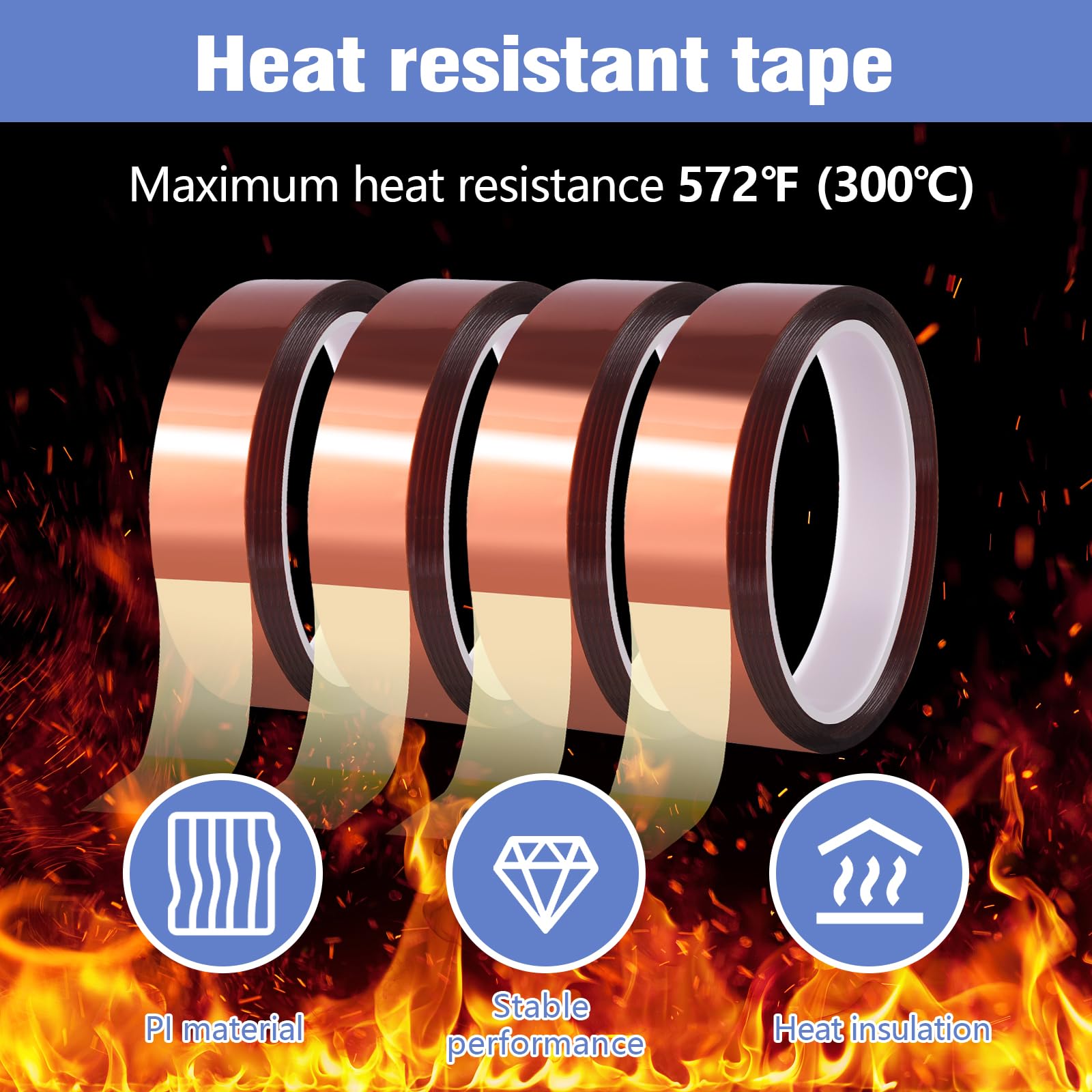 4 rollos de cinta Kapton marrón, 10 mm x 30 m, cinta térmica resistente al calor, resistente al agua, para placas de circuito, impresión de tazas, sin residuos