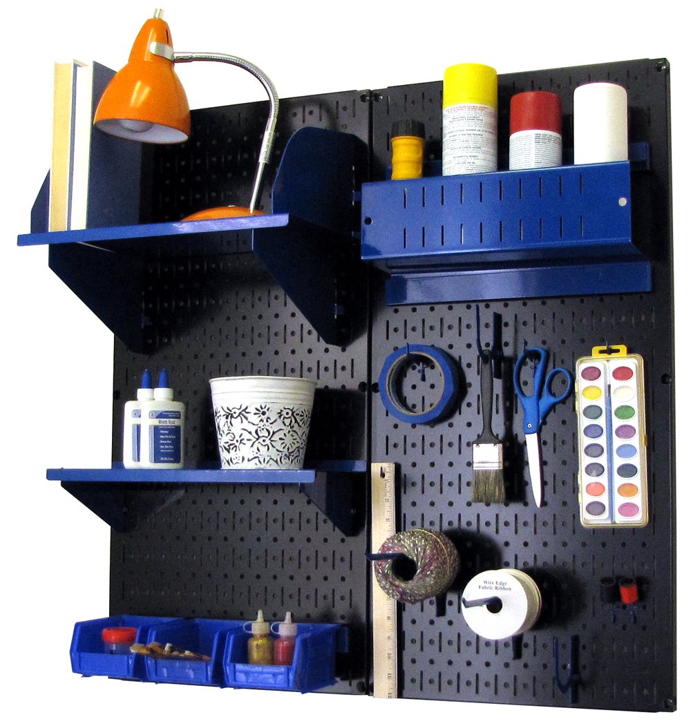 Wall Control 30-CC-200 BBU Hobby Craft Pegboard Organizer Storage Kit, Black/Blue