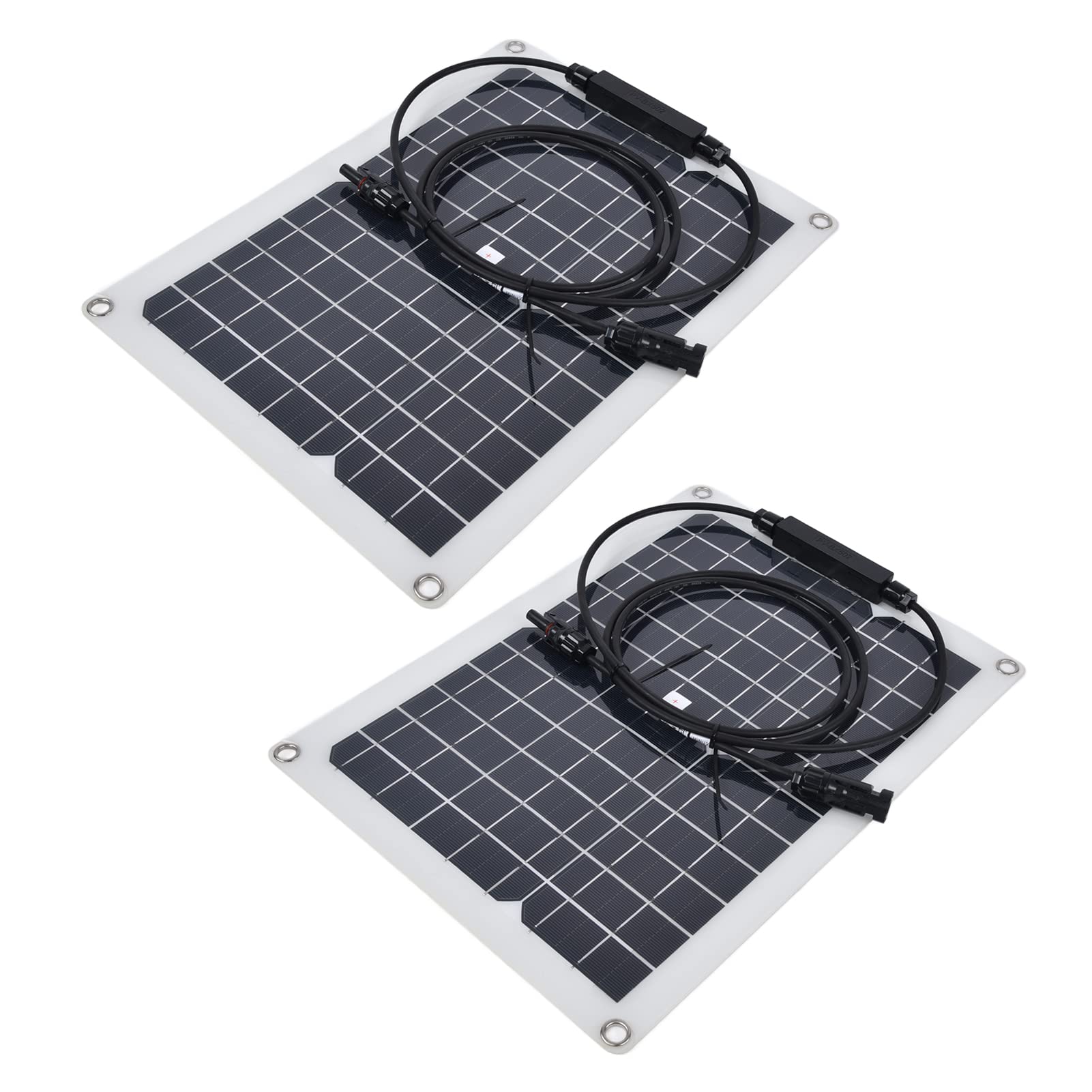 2 szt. Monokrystaliczne Panele Słoneczne o Mocy 15 W, Przenośna Półelastyczna ładowarka do Paneli Słonecznych z Wyjściem 18 V do ładowania Akumulatora Samochodowego RV Boat Caravan