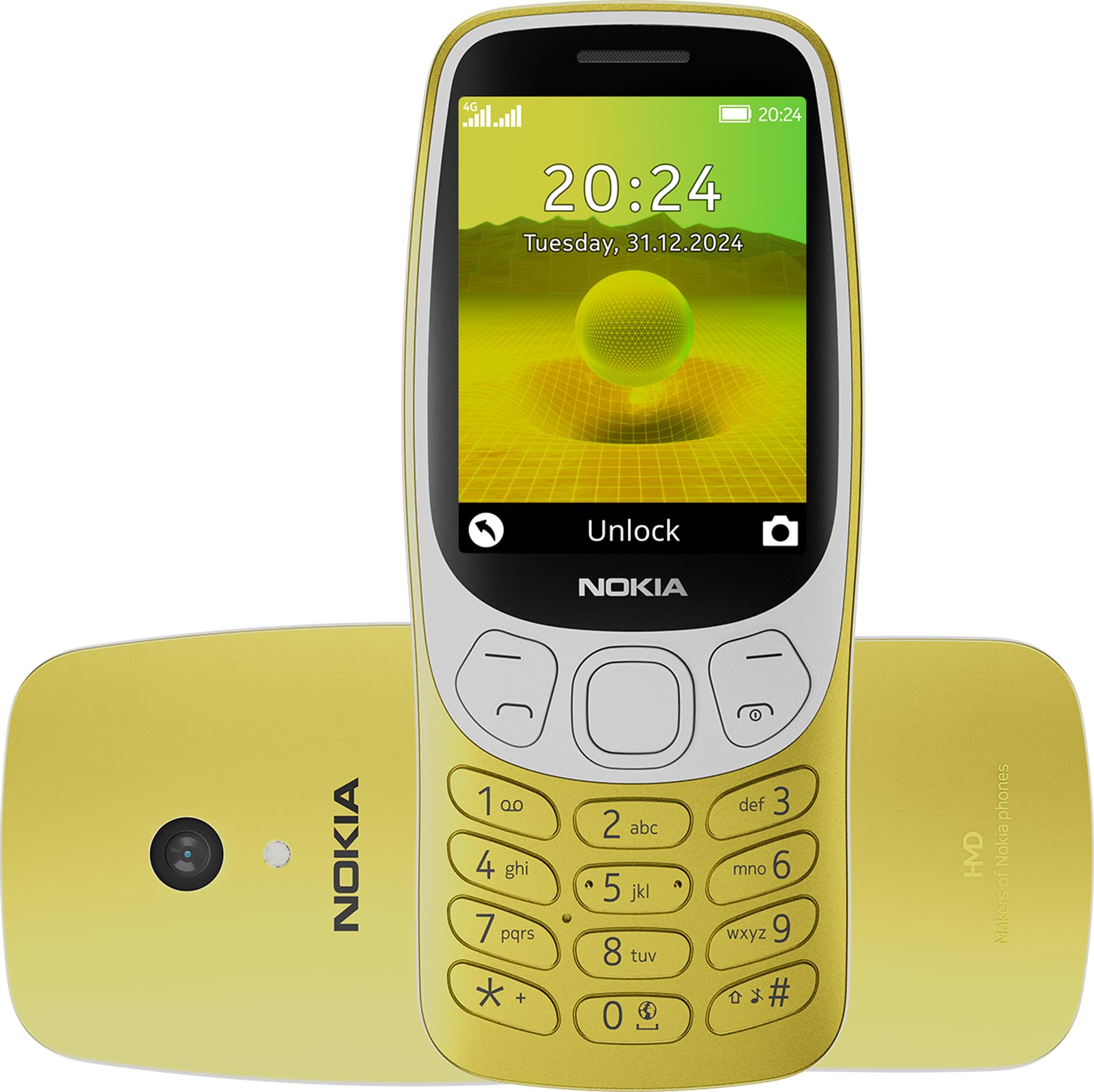 Nokia 3210 Gold Handy 4G Eine Legende der Telefonie in moderner Version, großes 2,4 Zoll Display, Bequeme Tastatur, 2 MP Kamera, FM-Radio, Taschenlampe, Bluetooth