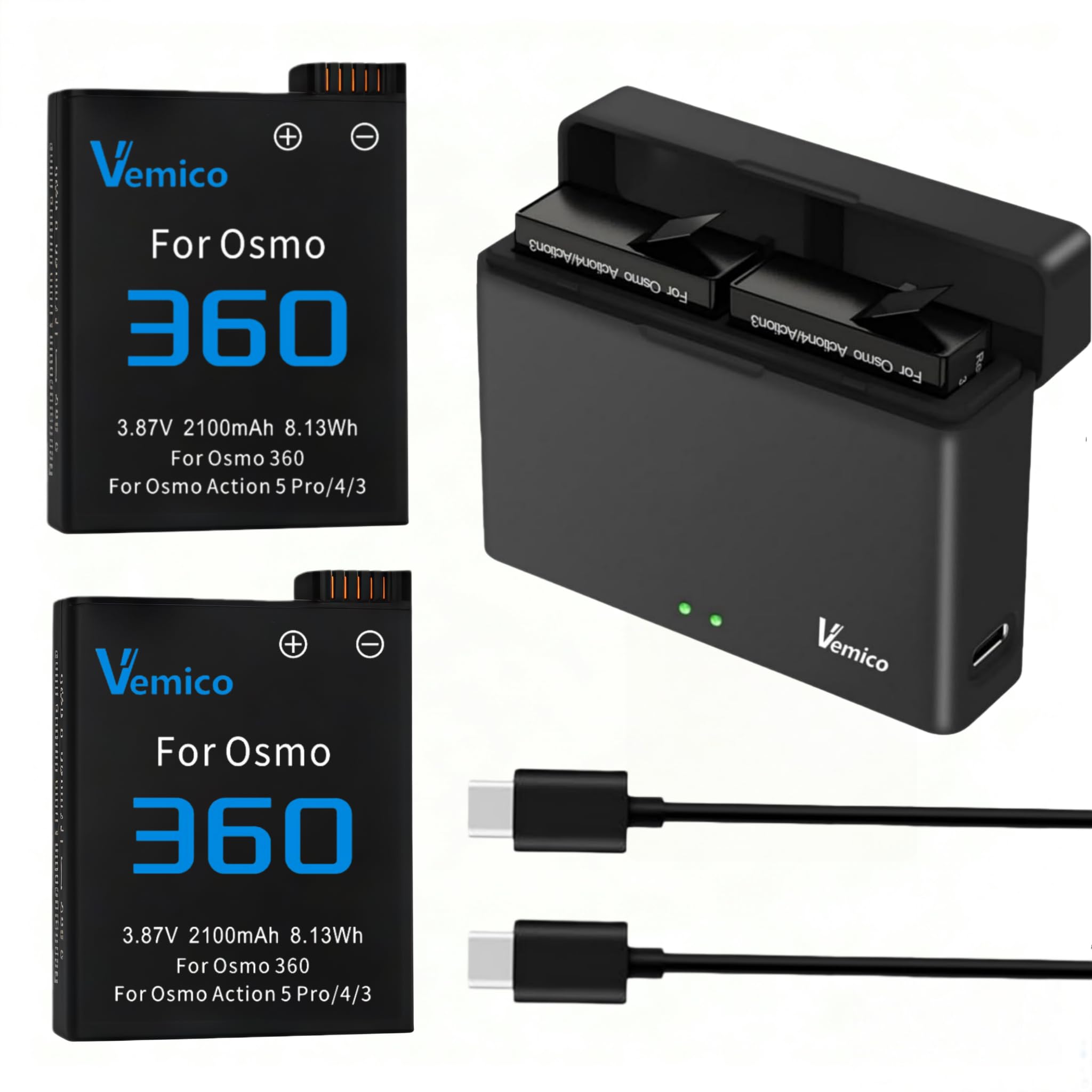Amazon | Vemico for DJI Osmo 360バッテリー 2*2100mAh PSE済 オズモ