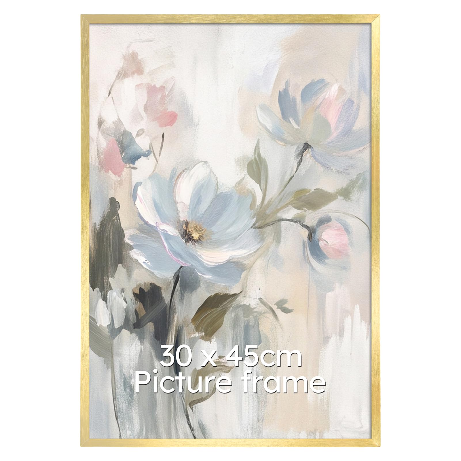 Giftgarden Picture Frame 30 x 45 cm Gold, Brushed Aluminium Poster Frame, Ultra Thin 1 cm Golden Edge, Wall Mounting (without Table Stand) for Large Art Prints, Posters, Wall Decoration