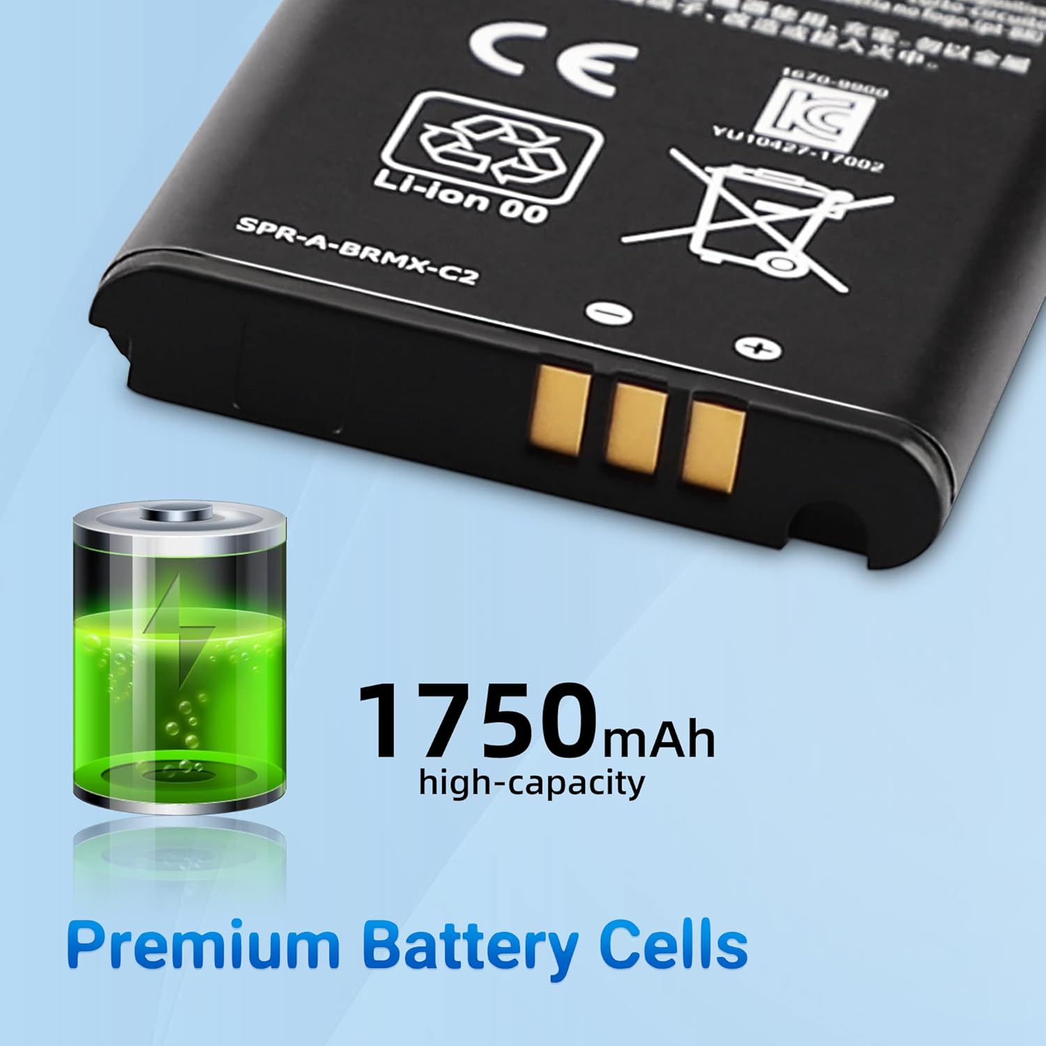 3DS XL Battery Pack, 1750mAh Replacement Rechargeable Lithium-ion Battery SPR-003 Compatible with Nintendo 3DS XL/New 3DS XL