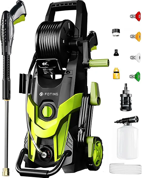 Pressure Washer 4500PSI, 4 Quick Connect Nozzles, Inlet Hose & Filter&Foam Cannon for Cars/Fences/Driveways/Home