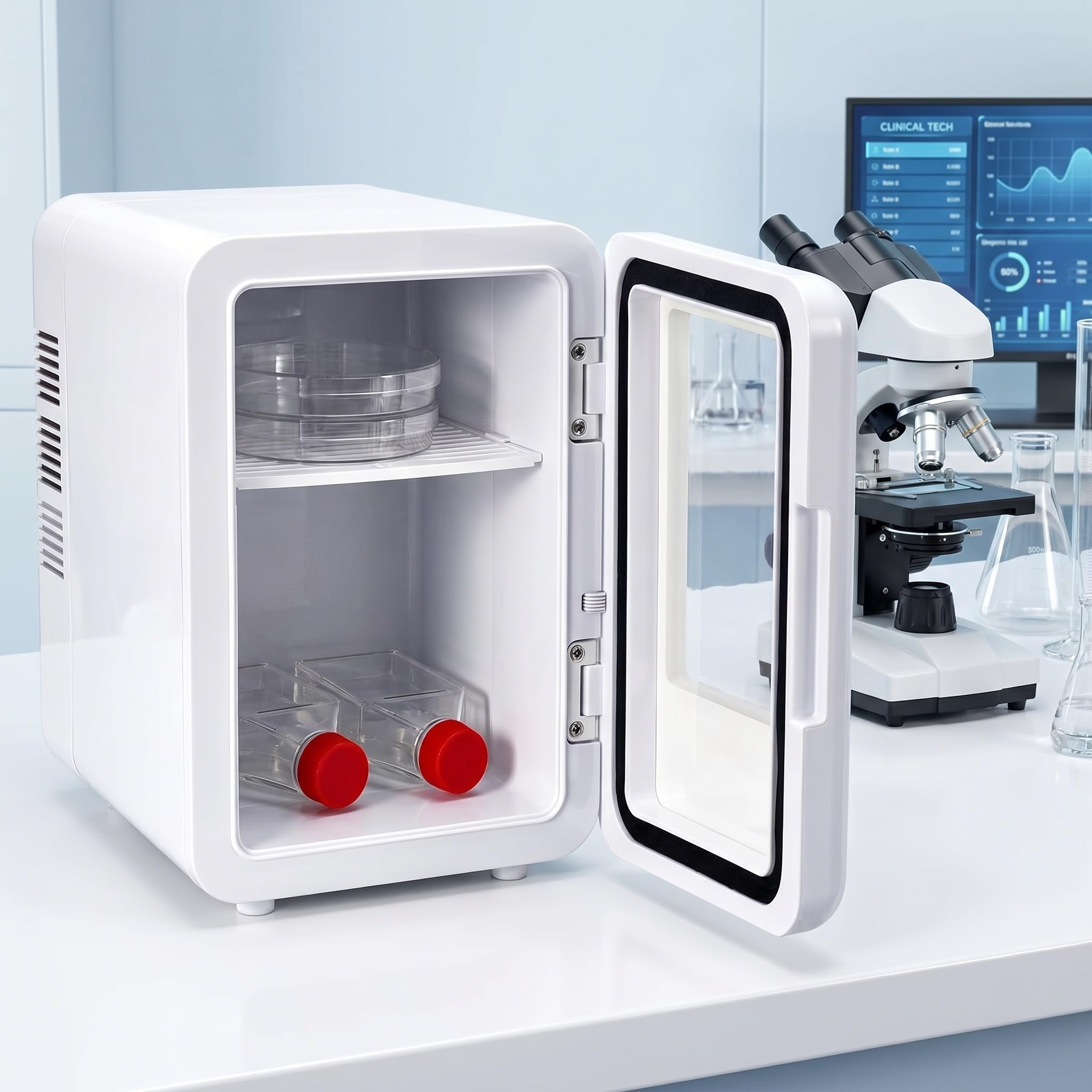 Incubadora De Laboratorio De 4 litros con Puerta Transparente, Armario Termostático De 8-65 °c para Placas De Petri, Incubación De Huevos, Crecimiento Bacteriano, Uso En Laboratorio Y