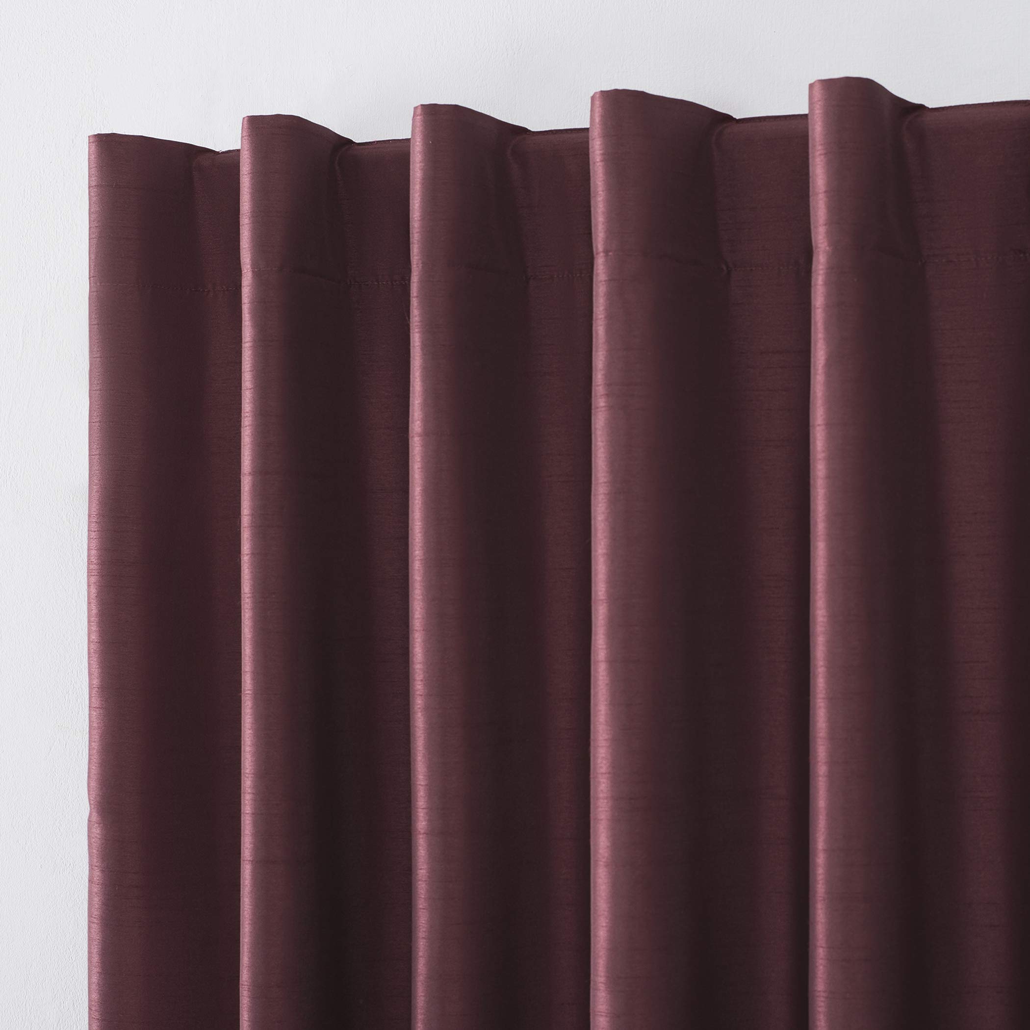 Sun Zero Faux Dupioni Silk Extreme 100% Blackout Back Tab Curtain Panel, Bordeaux Red, 50" W x 84" L (Pack of 1) - Image 3