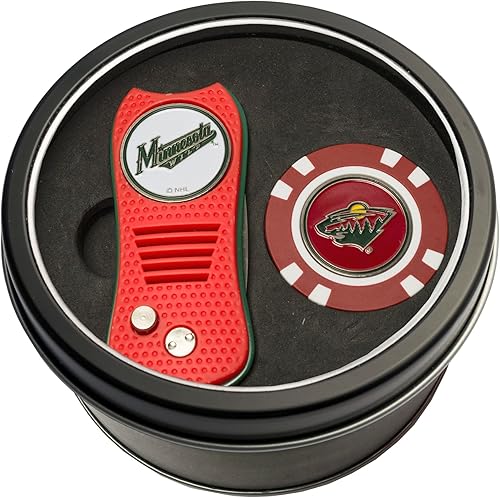 Miniatura 20 de Team Golf Juego de regalo NHL herramienta retráctil Divot y chip, incluye 2 marcadores de bola esmaltada de doble cara, diseño patentado, menos daño