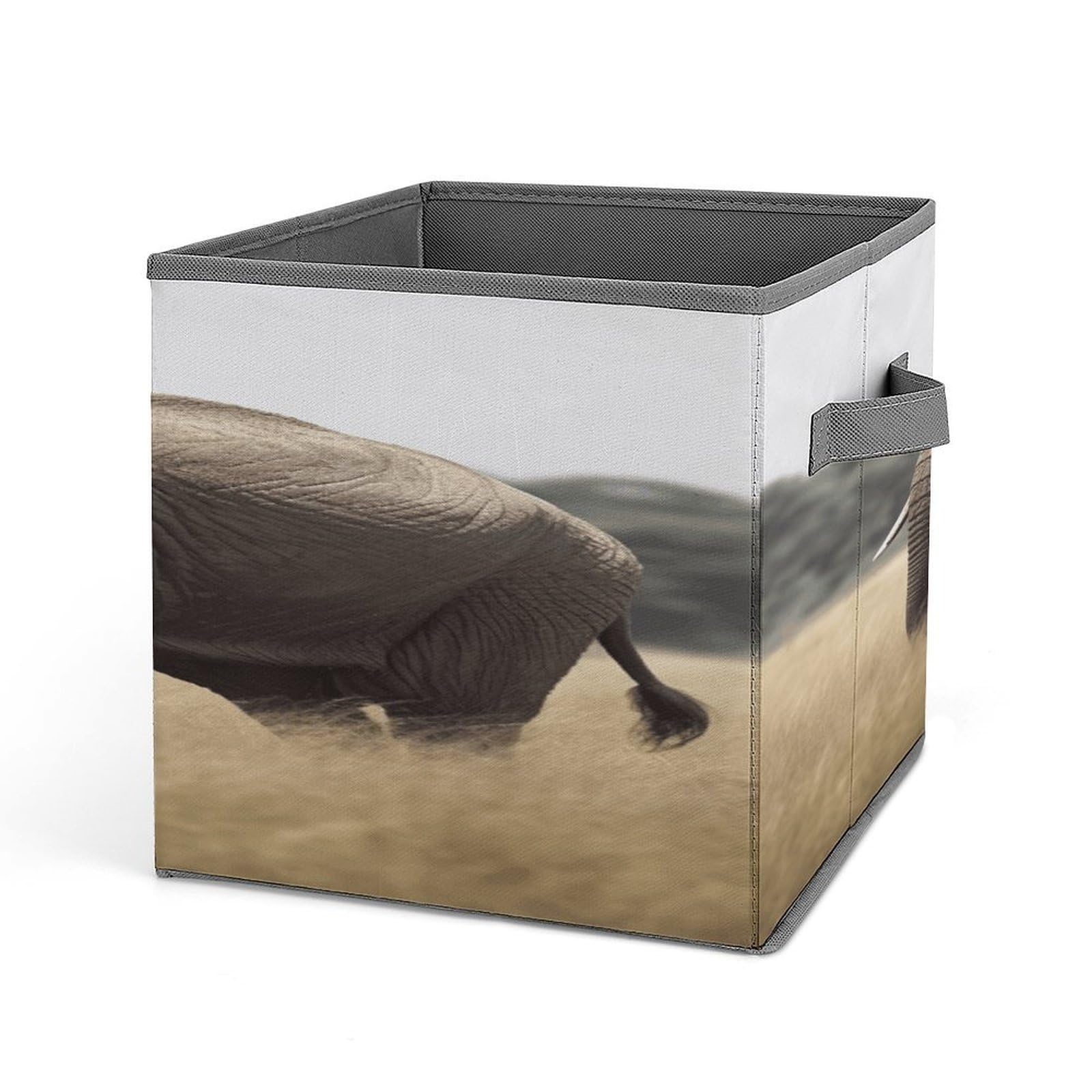 Fodpand Style Elephant Storage Cubes Foldable Decorative Fabric, Storage Bins Baskets With Handles, Closet Organizers And Storage For Home, Office,Closet, Clothes