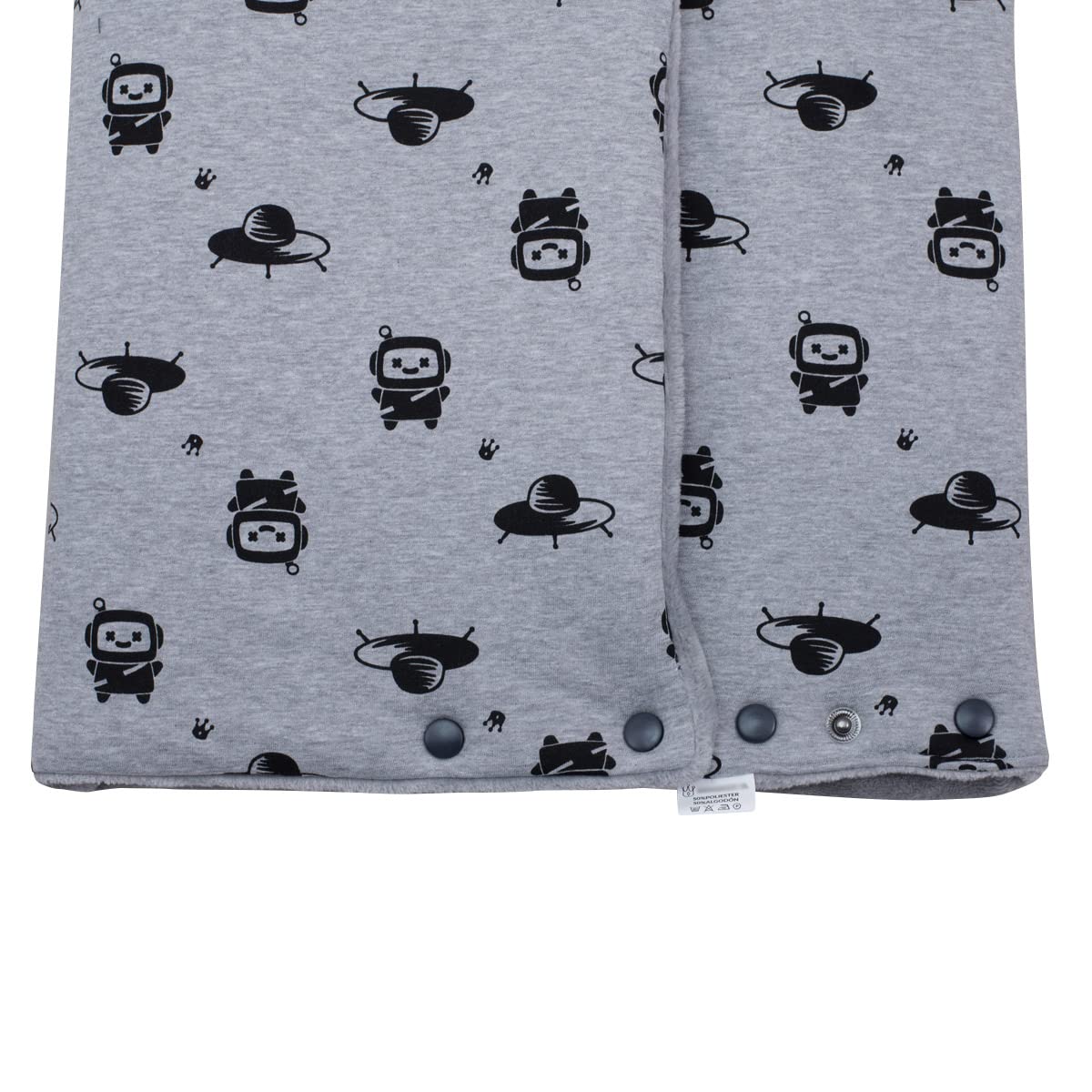 JYOKO Kids Saco Capazo para Bebé de Polar Teddy Extra Suave – Antialérgico, Protección Óptima contra el Viento y Frío – Ideal para Piel Sensible, Recién Nacidos y Bebés (Robot Space, Polar)