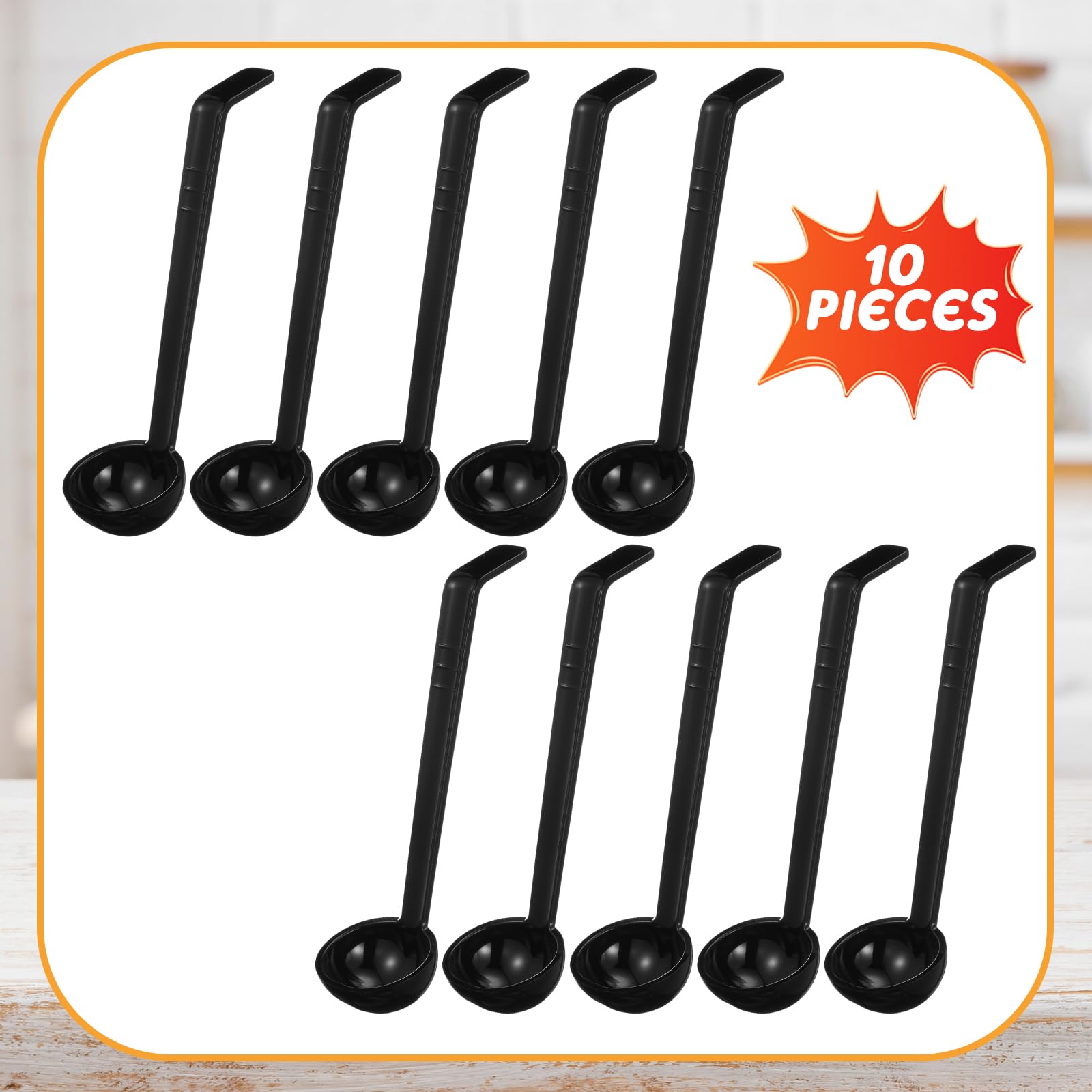 Black Ladle Set - 10 Serving Spoons -2