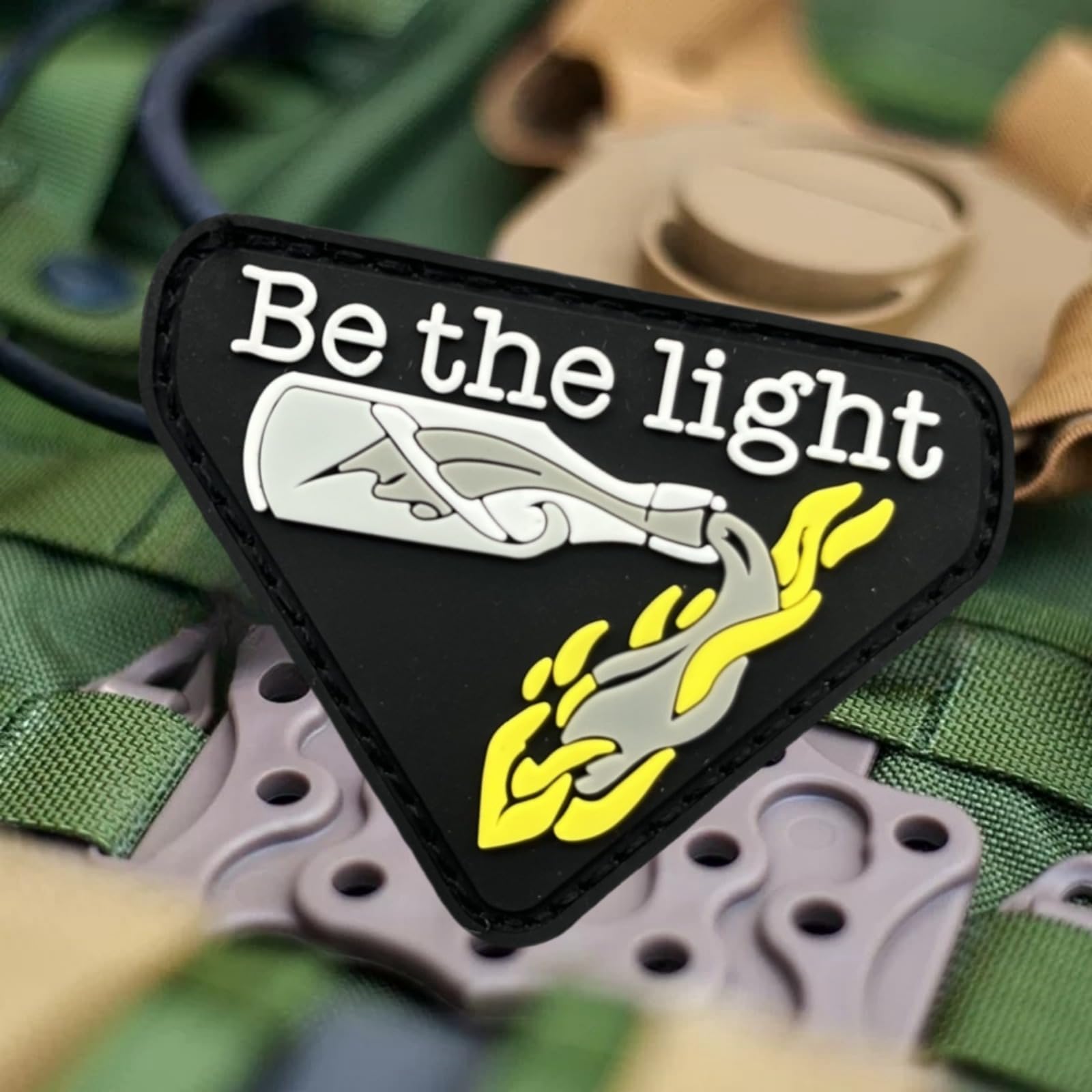 Tactical Morale Badge, "Be The Light" Fun PVC Hook & Loop Patch For DIY Decorative Stickers On Military Backpacks, Hats, Flight Jackets