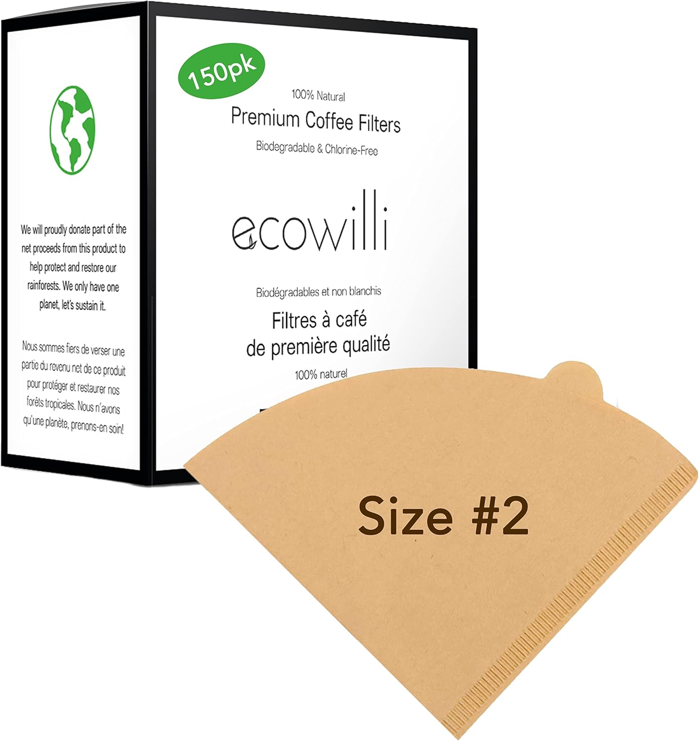 Ecowilli Pour Over Coffee Filter Cones Biodegradable