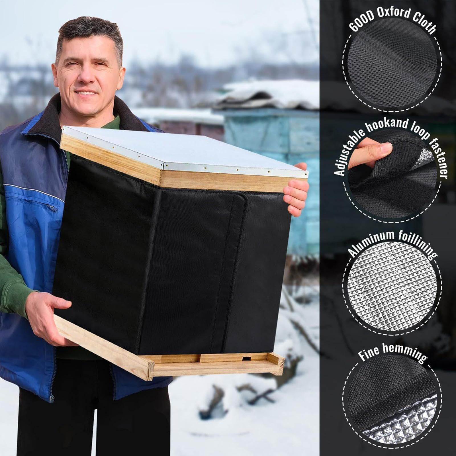 Winterbiene hiveWrap - 190x60x1cm Bienenstockisolierung, atmungsaktive Bienenstock -Wrap, wetterfeste Bienenstockabdeckung | Stabil schützen Honigbienen vor Kälte, Feuchtigkeit, Wind für die Bienenzu