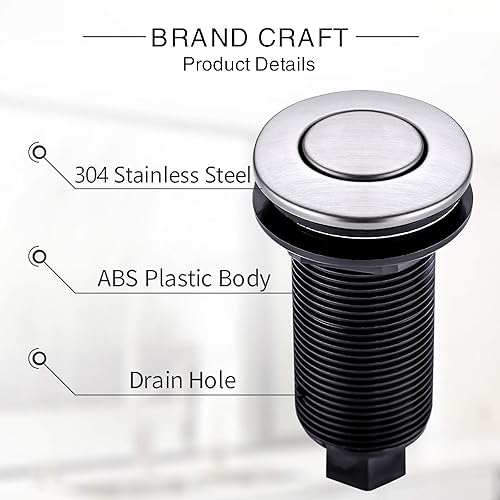 Miniatura 7 de SINKINGDOM Botón de interruptor activado por aire para la parte de eliminación de basura del fregadero, bronce aceitado