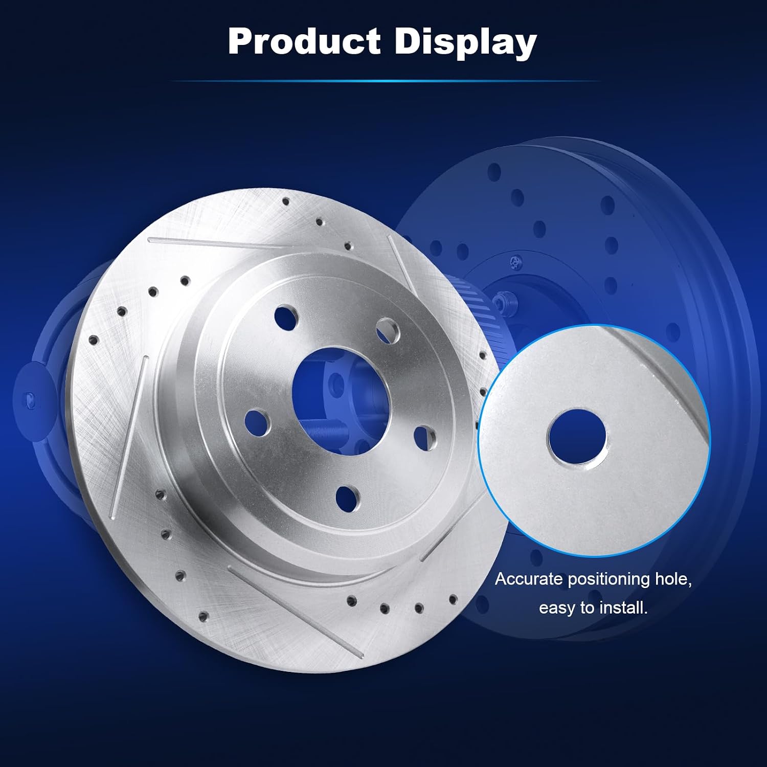 Rear Drilled and Slotted Disc Brake Rotors & Pads for Jeep Grand Cherokee 2011 2012 2013 2014 2015 2016 2017 2018 2019 2020 for Dodge Durango 2011-2020 Replace# 53061 D1498