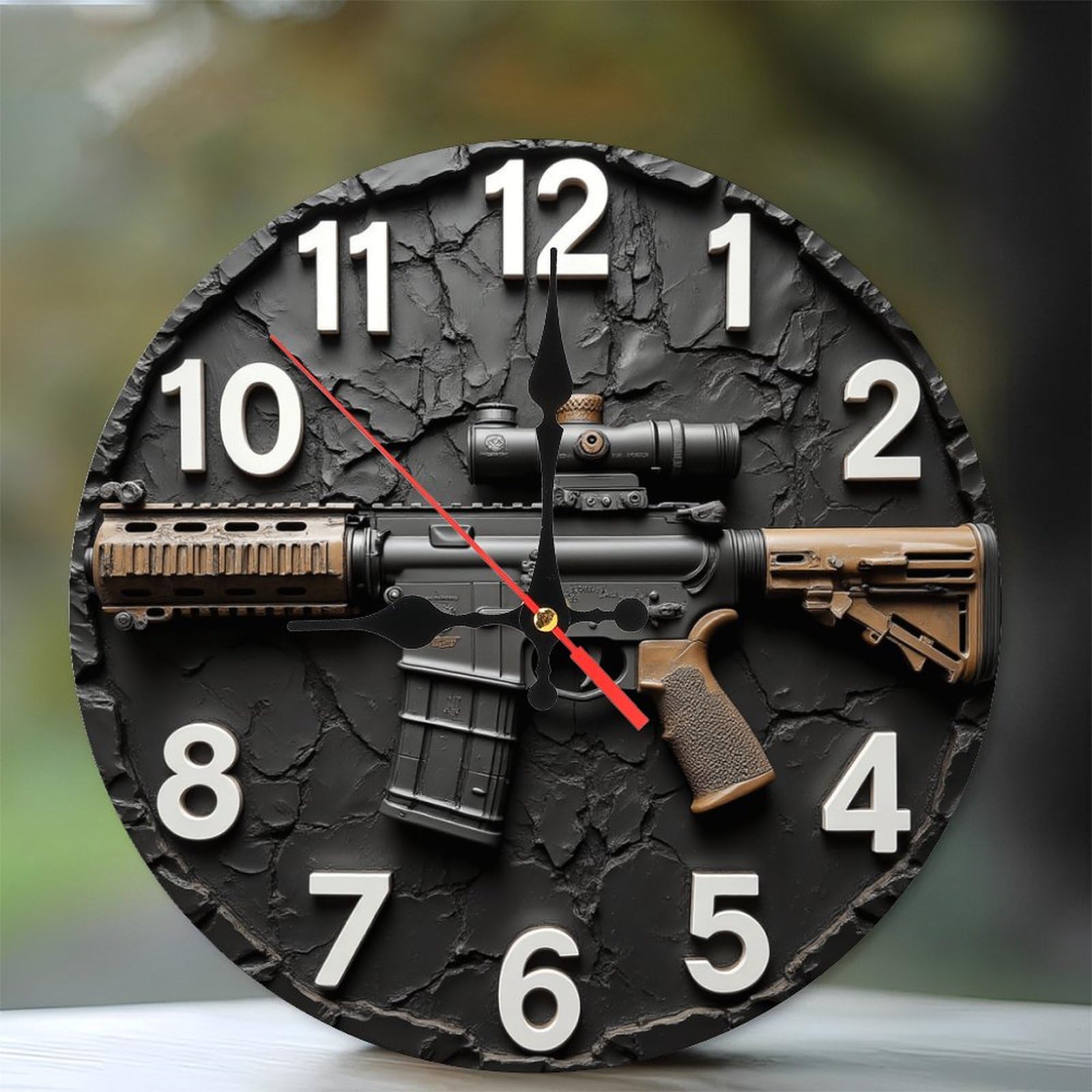 Amazon.com: Lancholy Tactical Rifle Clock Wall Art Home Decor 10