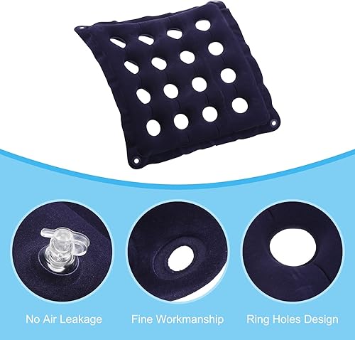 Miniatura 4 de PATIKIL Cojín de asiento inflable, paquete de 2 almohadillas portátiles para silla transpirables, para sillas de ruedas, sillas de oficina, color