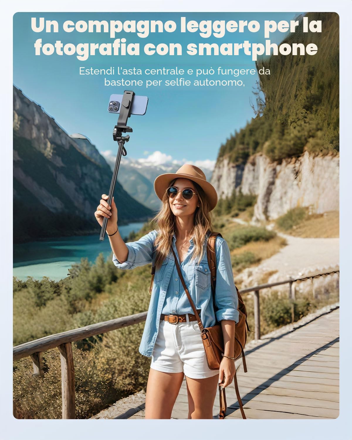 CAMBOFOTO Treppiede orizzontale 185 cm per iPhone/fotocamera, Treppiede overhead per smartphone flessibile, Supporto per telefono per riprese video/Borsa da trasporto