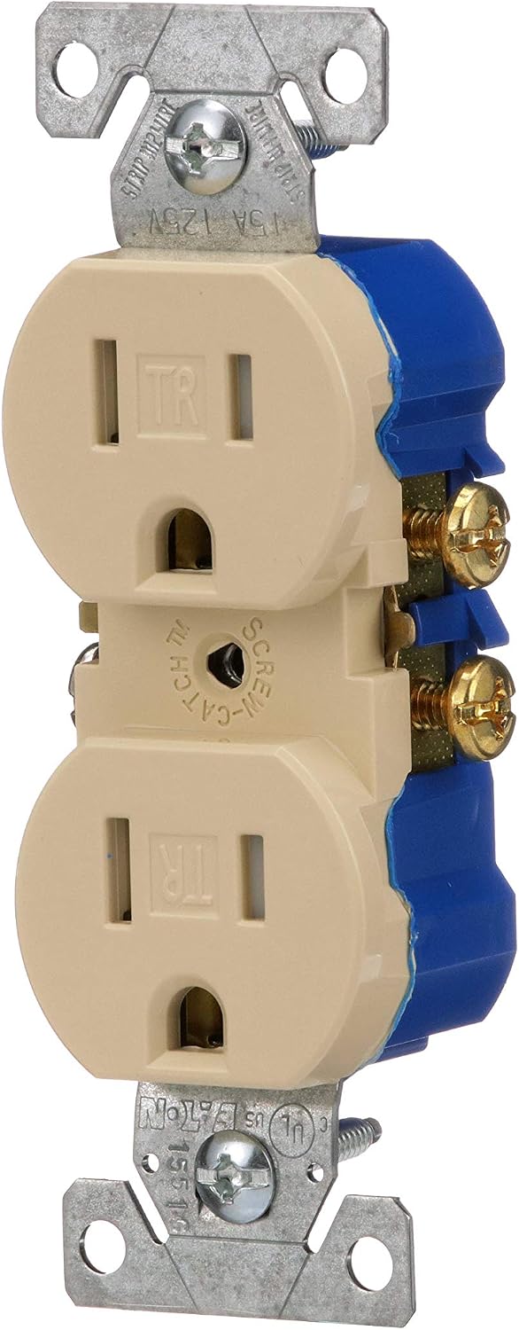 Eaton TR270V Tamper Resistant Duplex Receptacle, Ivory