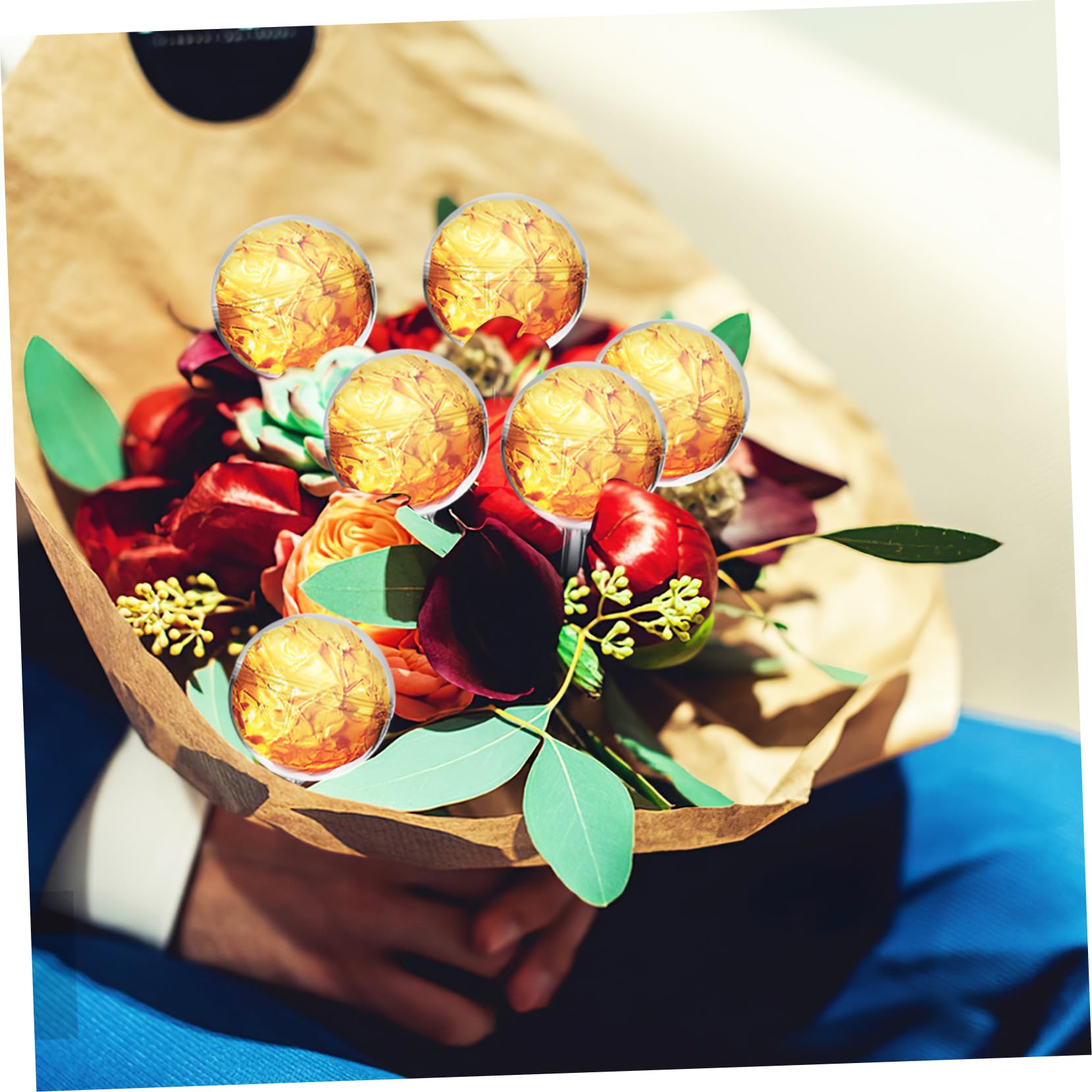 Lot de 80 Supports d'emballage pour Bouquet de Chocolat en Acrylique, Accessoires Créatifs pour Emballage Individuel de Bonbons, pour Anniversaires et Saint-Valentin