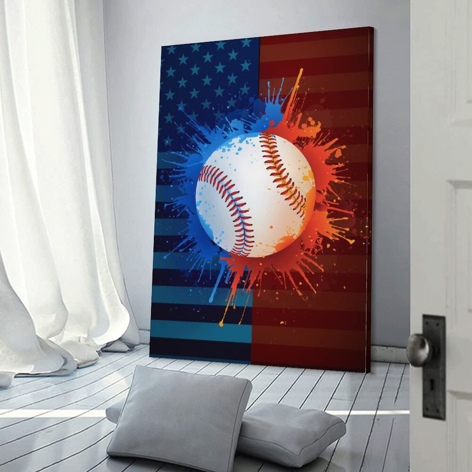 LB Baseball Vintage-Wandteppich Mit US-Flagge – 152x101 Cm, 100% Polyester, Perfekt Für Wohnzimmer & Schlafzimmer