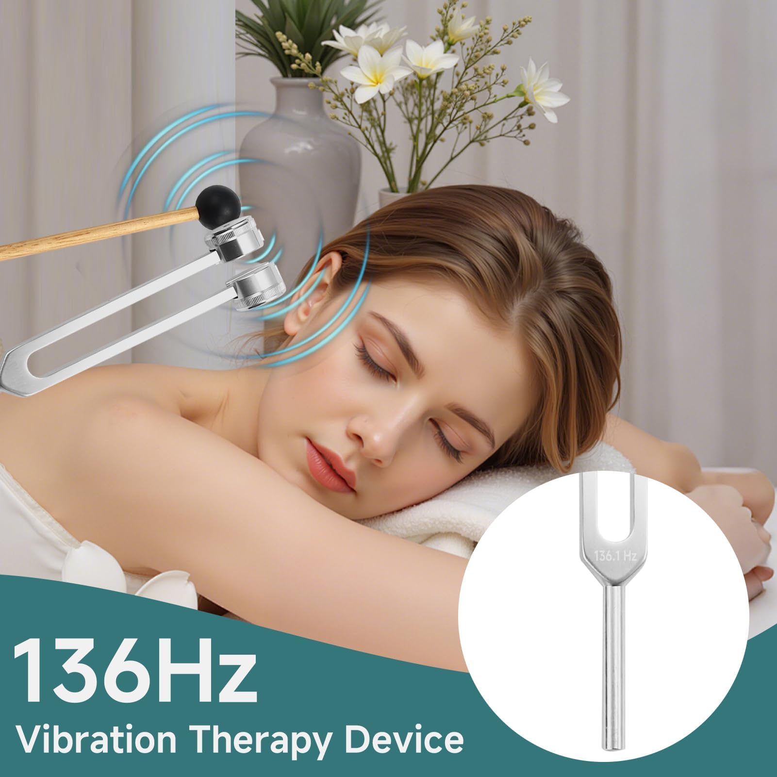 Diapasón terapéutico, Diapason 136,1 Hz Aluminio, Cuidado por Vibración Diapason, Diapason ofrece una respuesta frecuencia, martillo de silicona, herramienta de reparación, paño de limpieza, bolsa de