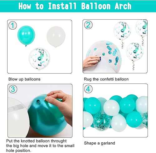 Miniatura 5 de Decoraciones de globos de cumpleaños verde azulado para niñas, decoraciones de feliz cumpleaños para mujeres, decoración de globos de fiesta de