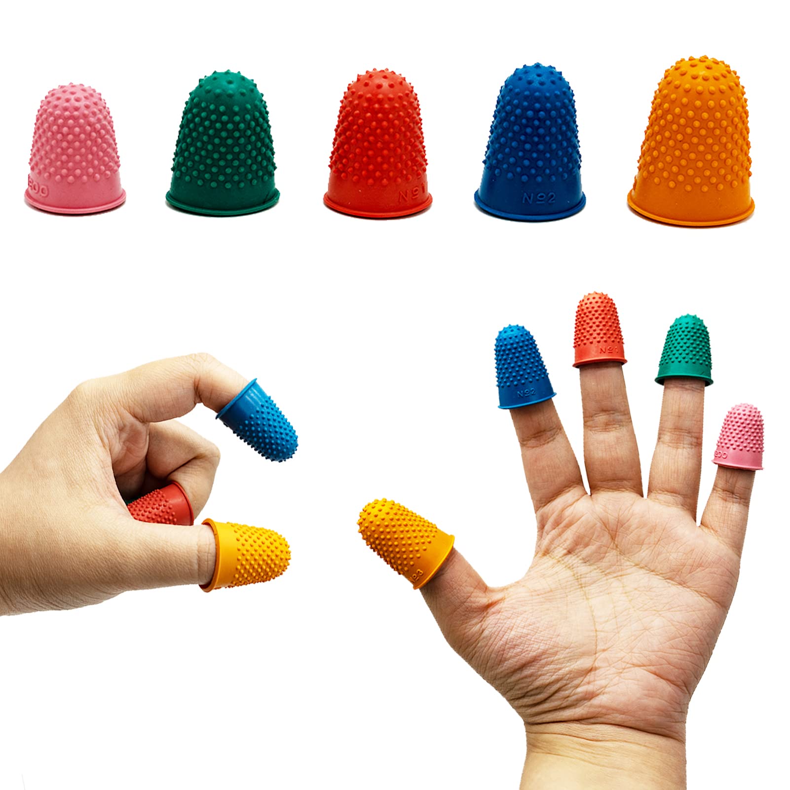 Ditali in Gomma Protezione Dito 10 Pezzi 5 Dimensioni Riutilizzabili Spessi per Colla Stick