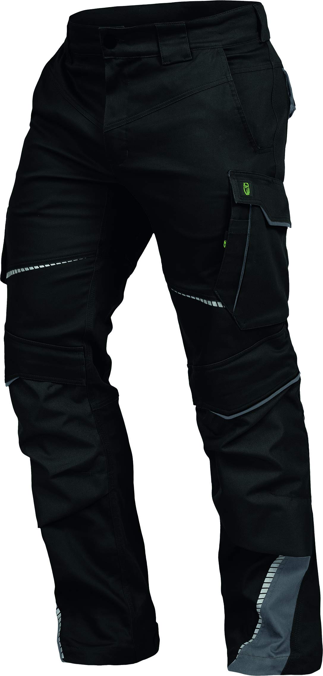 LEIBWÄCHTER Flex-line Arbeitshose Herren – schwarz/grau – Gr. 48 – Bequeme Workwear mit Elastan (Spandex) – 60°C waschbar & trocknergeeignet – erhöhte Reißfestigkeit – für verschiedenste Berufe