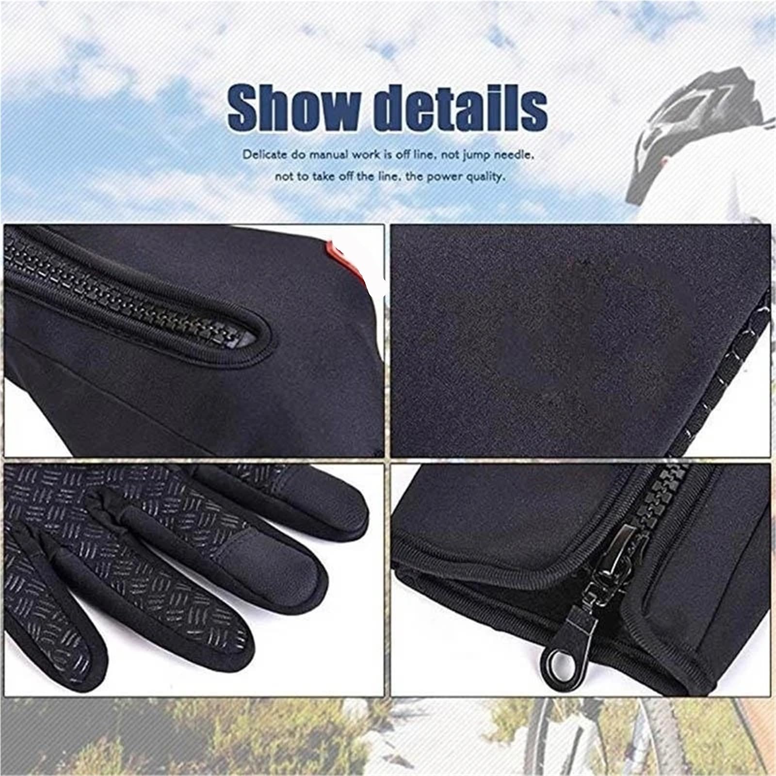 Kletterhandschuhe 1 Paar Winter Handschuhe for Männer Wasserdicht Winddicht Kalt Handschuhe Snowboard Motorrad Reiten Fahren Warm Zipper Handschuh(M)