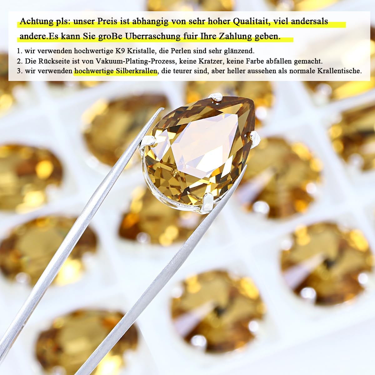 DONGZHOU Strass da cucire con artiglio d'argento, da cucire, con strass, per gioielli, fai da te, vestiti, scarpe, decorazione per matrimoni, 82 pezzi, topazio colorado chiaro