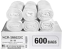 Vista 13 de Aluf Plastics - Bolsas de basura de alta densidad, 10 galones, 1000 unidades, 8 micras (eq), 24 x 24 pulgadas, negras, para baño, oficina