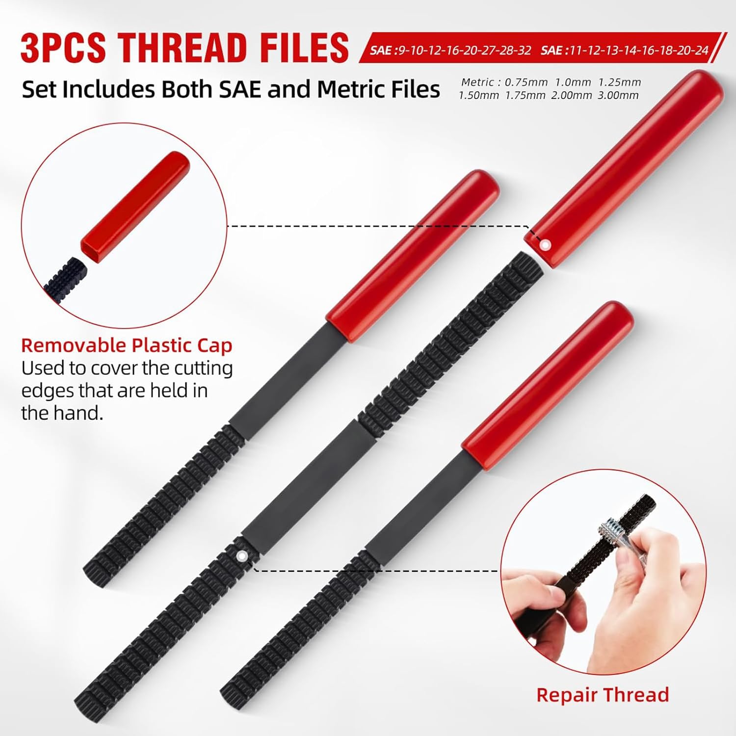 Eujgoov 61Pcs Metric Thread Repair Kit Portable Thread Restorer Tool Carbon Steel for Automotive Machinery Damaged Repair (61-Piece)