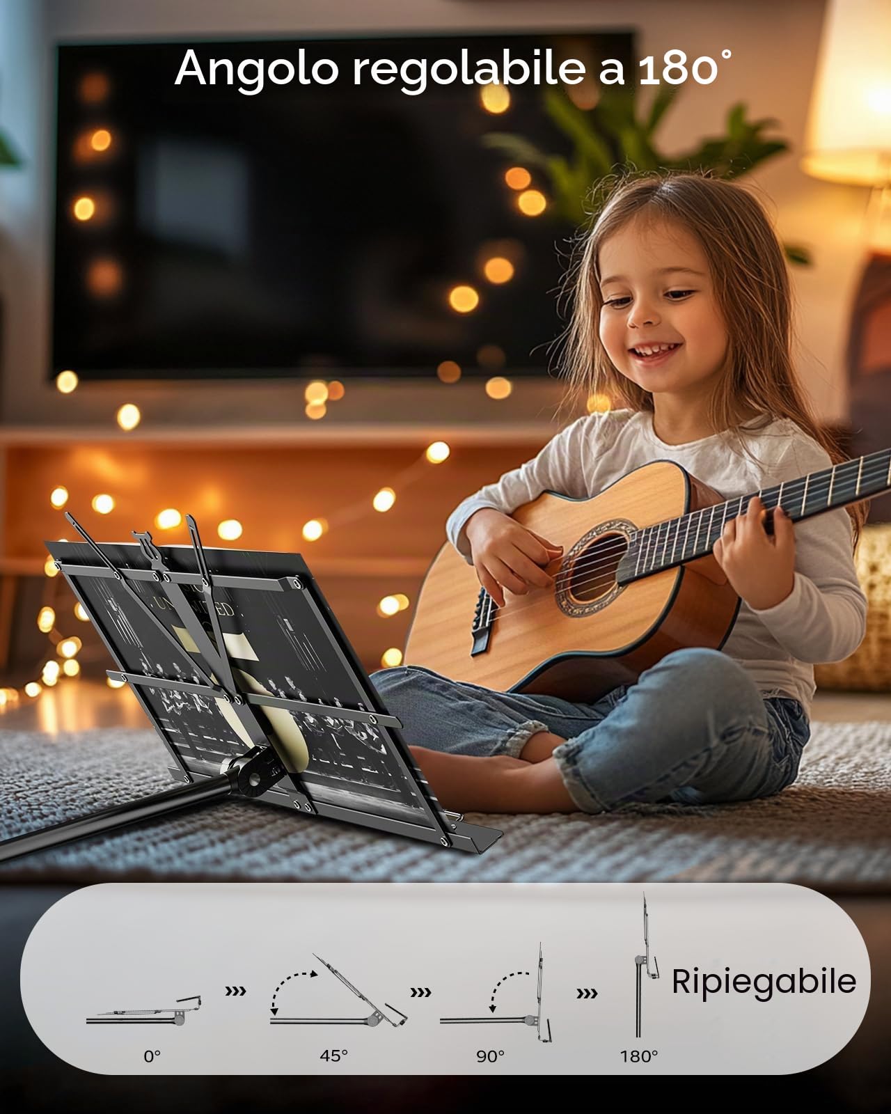 K KASONIC Leggio, Kasonic 2 in 1 Leggio per spartiti pieghevole a doppio uso e supporto per libri da tavolo, portatile e leggero con supporto per clip per spartiti