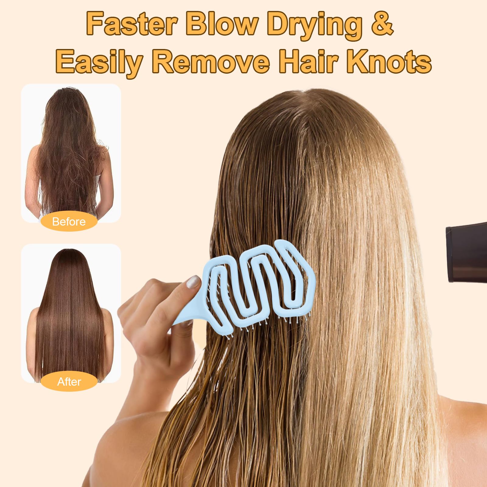 DUAIU Detangle Hair Brush Women Men, Paddle Brush with Exclusive Ultra-soft bending Bristles and Body - Image 3