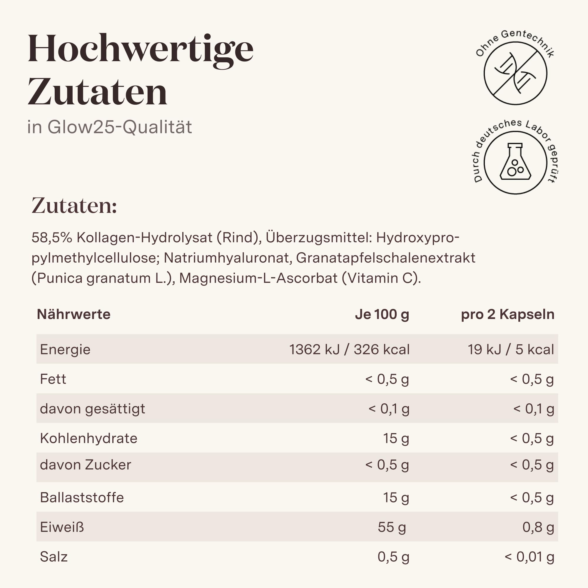 Glow25® Kollagen Kapseln hochdosiert [180 Kapseln x 3] mit Hyaluronsäure und Vitamin C | Premium Collagen Complex für eine schöne Haut | Ohne Zusatzstoffe | Laborgeprüft | Made in Germany
